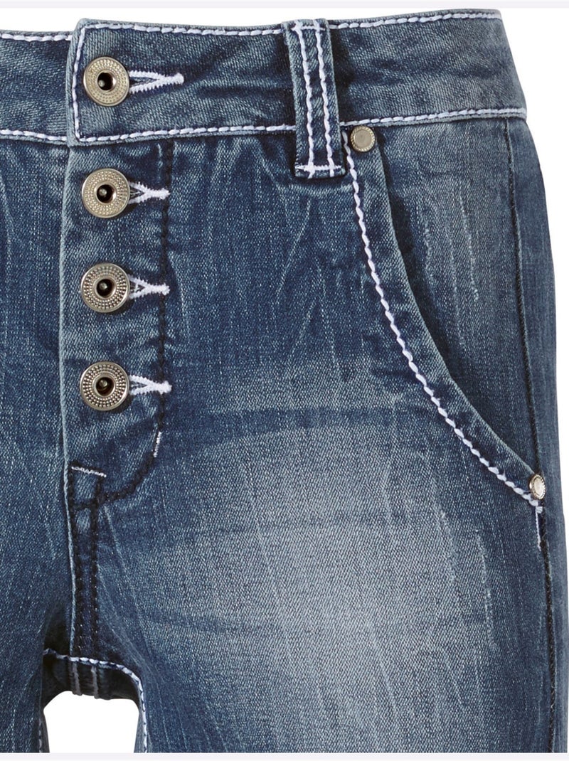 Jean Boyfriend Coupe Droite - Taille Courte - helline Bleu jean - Kiabi