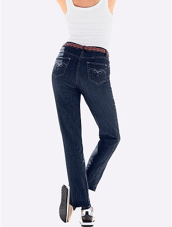 Jean à la coupe élancée avec broderie sur les poches arrière - Taille longue - Witt