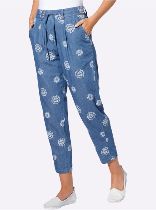 Jean broderie florale - taille standard - helline - Kiabi Jean broderie florale - taille standard - helline - Kiabi