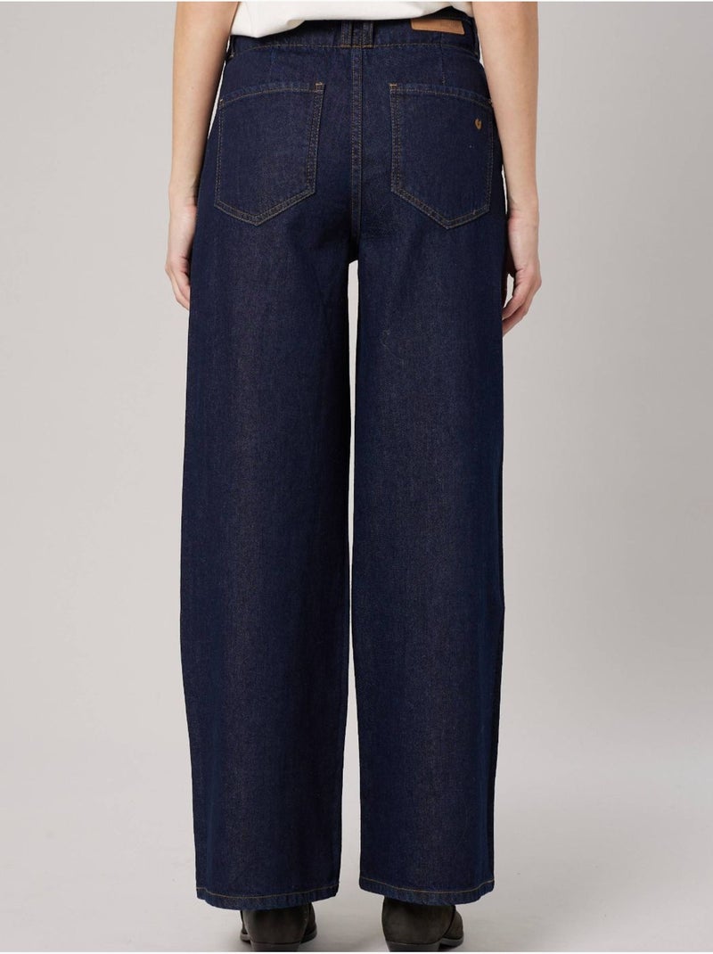 Jean brut wide leg femme 'deeluxe' Bleu foncé - Kiabi