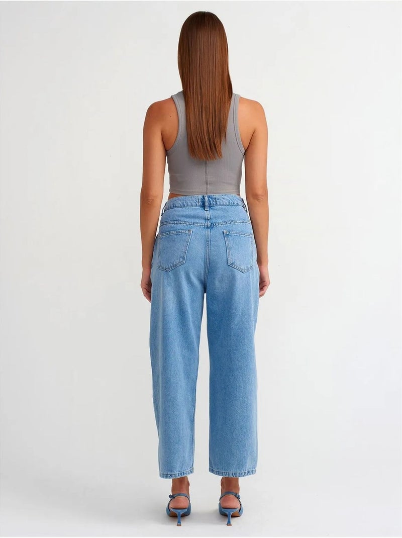 Jean Capri Ballon Taille Haute Bleu roi - Kiabi