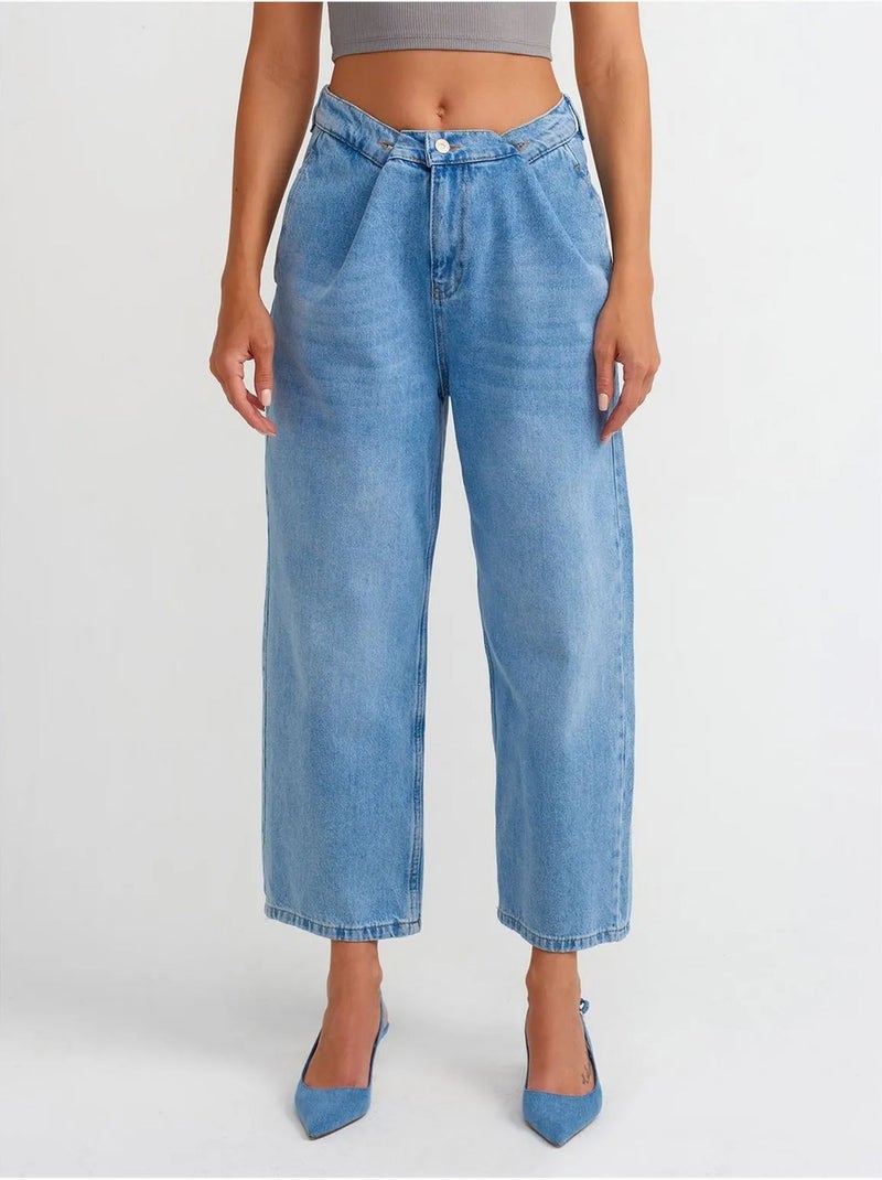 Jean Capri Ballon Taille Haute Bleu roi - Kiabi