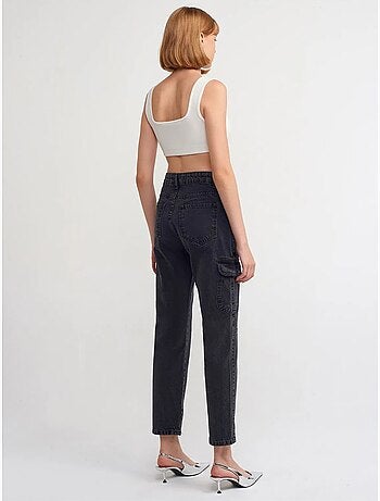 Jean cargo droit taille haute dilvin