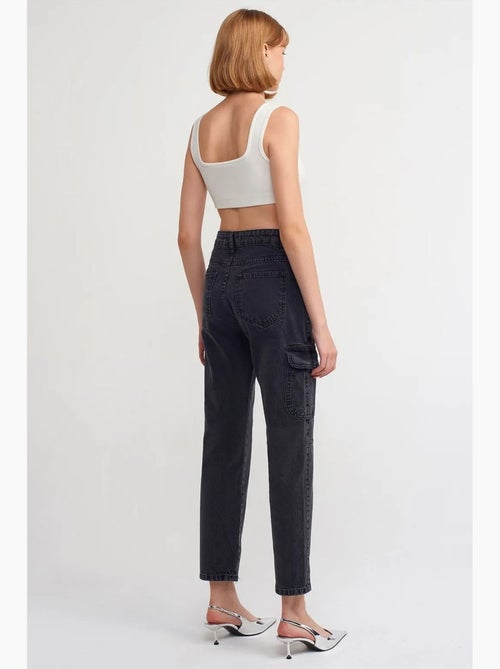 Jean cargo droit taille haute dilvin - Kiabi Jean cargo droit taille haute dilvin - Kiabi