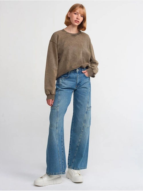 Jean Cargo Large À Taille Haute - Kiabi