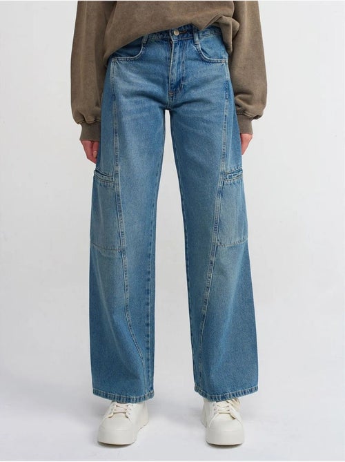 Jean Cargo Large À Taille Haute - Kiabi