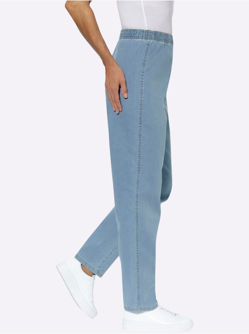 Jean Ceinture élastique Confortable - Taille Courte - Moda Vilona Bleu Blanc - Kiabi