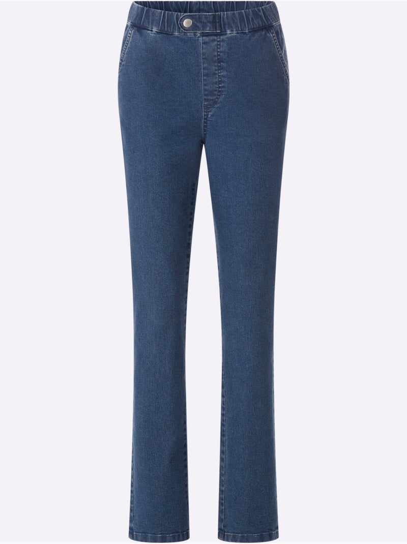 Jean ceinture élastique confortable - taille courte - moda vilona Bleu jean - Kiabi