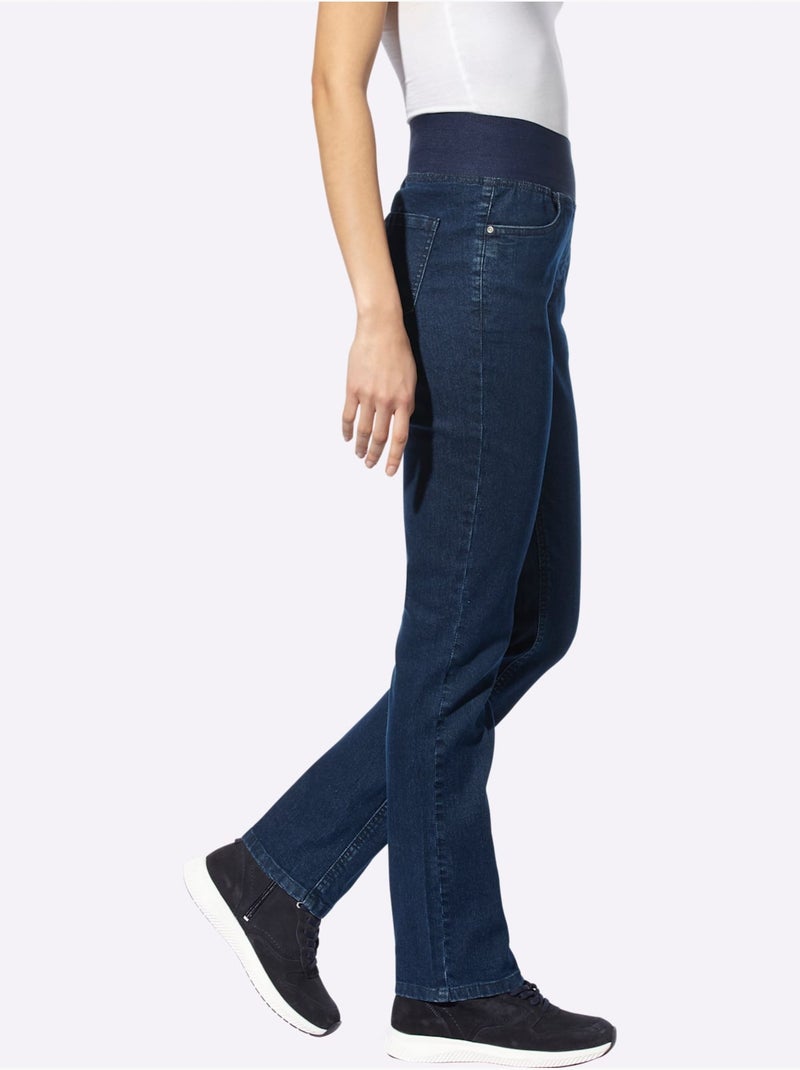 Jean Ceinture élastique Confortable - Taille Standard - Helline Bleu foncé - Kiabi