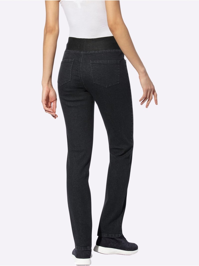 Jean Ceinture élastique Confortable - Taille Standard - Helline Noir - Kiabi