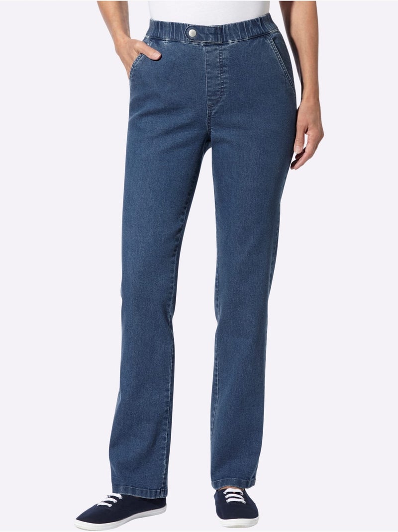 Jean ceinture élastique confortable - taille standard - moda vilona Bleu jean - Kiabi