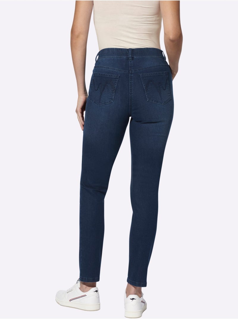 Jean Ceinture élastique Pour Plus De Confort - Taille Standard - Helline Bleu foncé - Kiabi