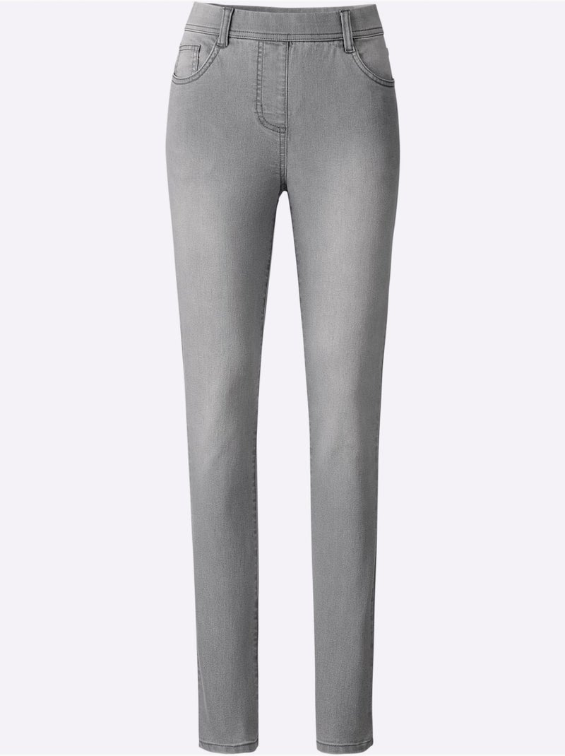 Jean Ceinture élastique Pour Plus De Confort - Taille Standard - Helline Gris Bleu - Kiabi