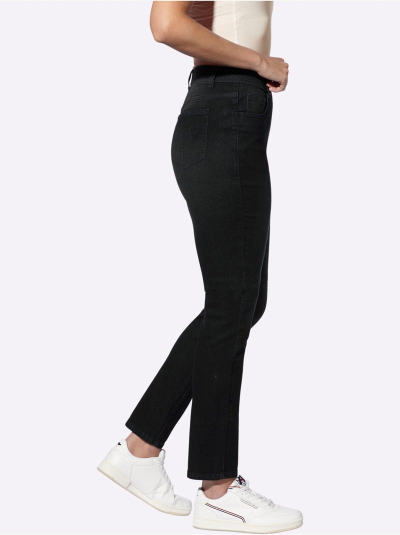 Jean Ceinture élastique Pour Plus De Confort - Taille Standard - Helline Noir - Kiabi
