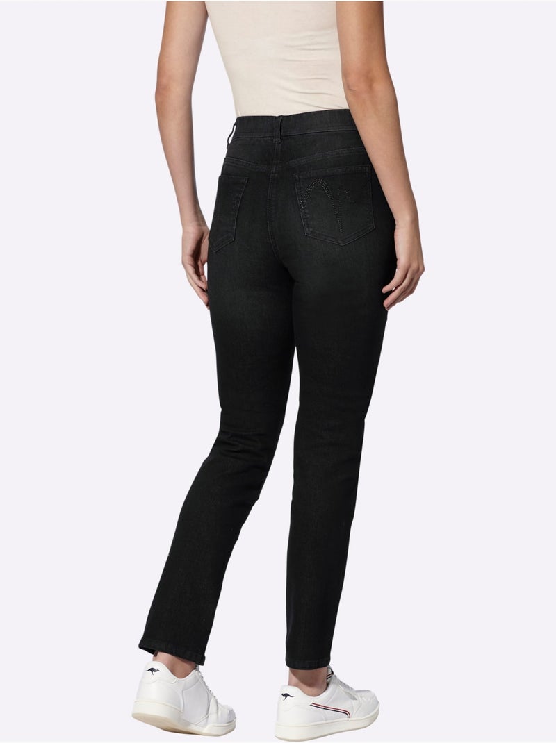Jean Ceinture élastique Pour Plus De Confort - Taille Standard - Helline Noir - Kiabi