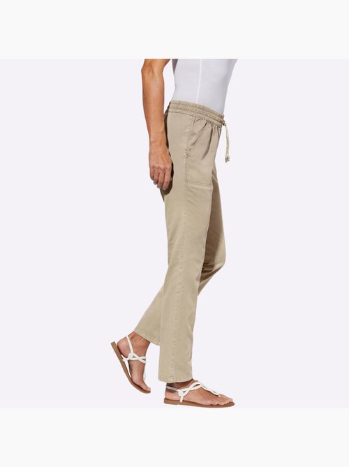 Jean ceinture smockée avec lien à nouer et deux poches en biais - Taille standard - Moda Vilona - Kiabi