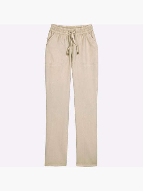 Jean ceinture smockée avec lien à nouer et deux poches en biais - Taille standard - Moda Vilona - Kiabi
