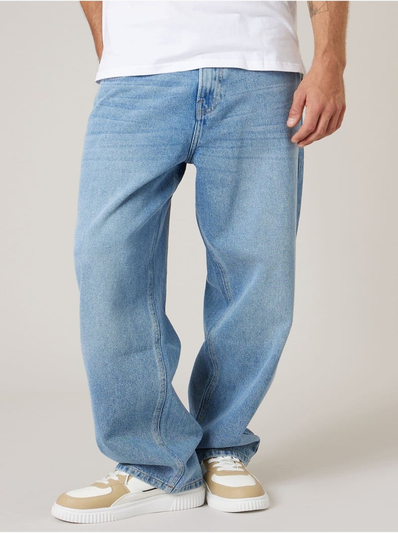 Jean confort homme en 100% coton 'Deeluxe' Bleu clair - Kiabi