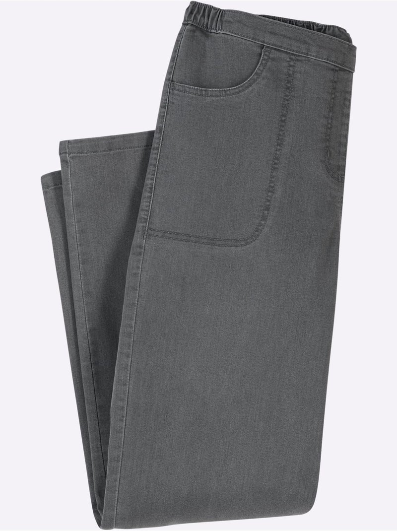Jean confortable à ceinture élastique avec jambes larges et poches - taille courte - moda vilona Gris Gris - Kiabi