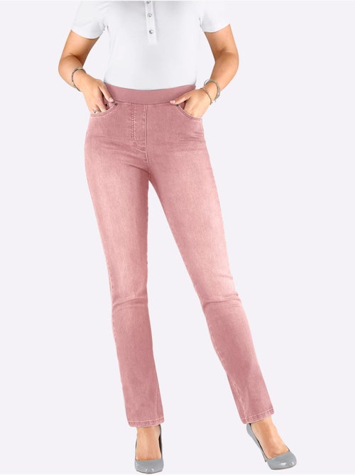 Jean confortable en coton avec ceinture côtelée intégrée - Taille extra courte - Witt - Kiabi