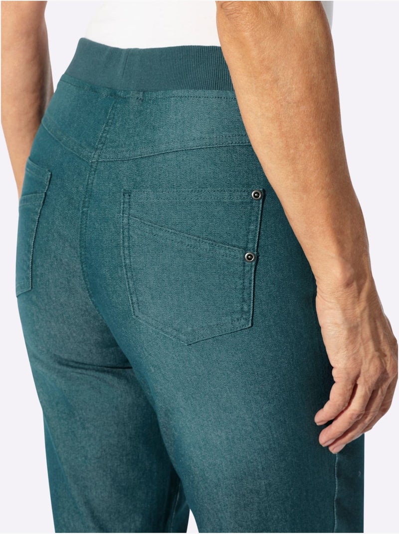 Jean coton facile à enfiler avec ceinture intégrée et poches - Taille standard - Witt Bleu pétrole - Kiabi