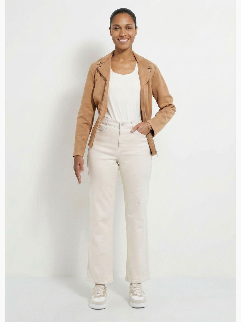 Jean couleur 5 poches droit taille haute - Afibel Ecru - Kiabi