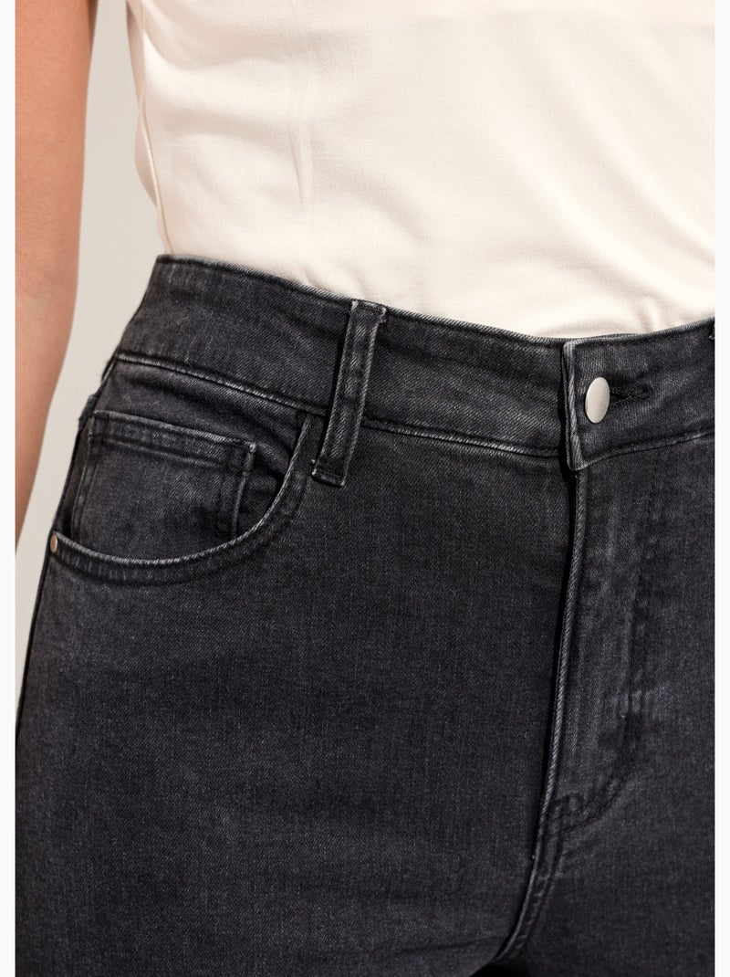 Jean couleur 5 poches droit taille haute - afibel Noir - Kiabi