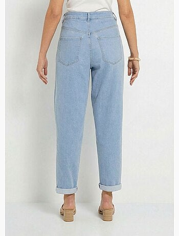 Jean couleur coupe carotte taille haute stretch