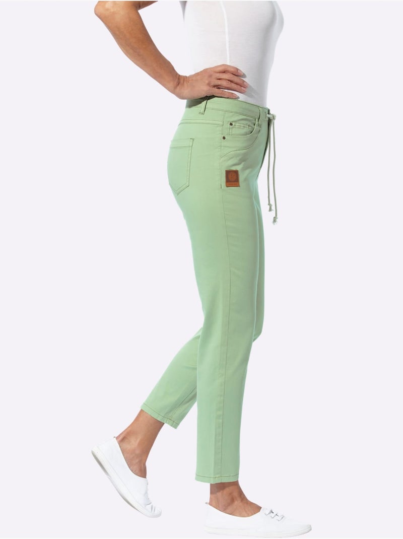 Jean coulisse et lien à nouer - taille courte - moda vilona Vert eucalyptus - Kiabi