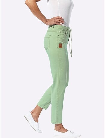 Jean décontracté avec ceinture gainante et lien à nouer - taille standard - moda vilona