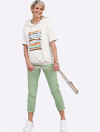Jean décontracté avec ceinture gainante et lien à nouer - taille standard - moda vilona