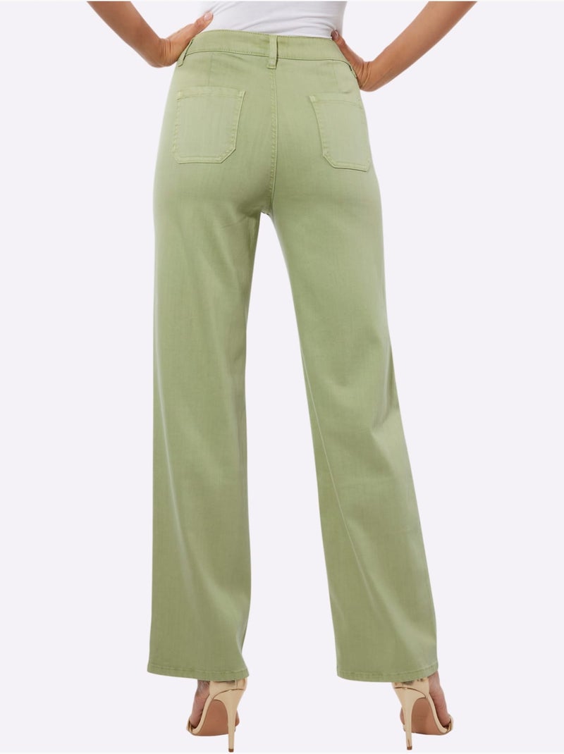 Jean Coupe 4 Poches - Taille Courte - Helline Vert tilleul - Kiabi