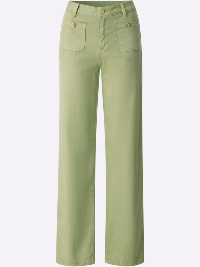Jean Coupe 4 Poches - Taille Courte - Helline Vert tilleul - Kiabi