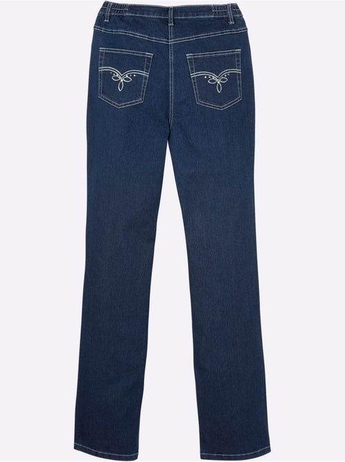 Jean coupe 5 poches avec broderie et éléments fantaisie - Taille courte - Moda Vilona - Kiabi