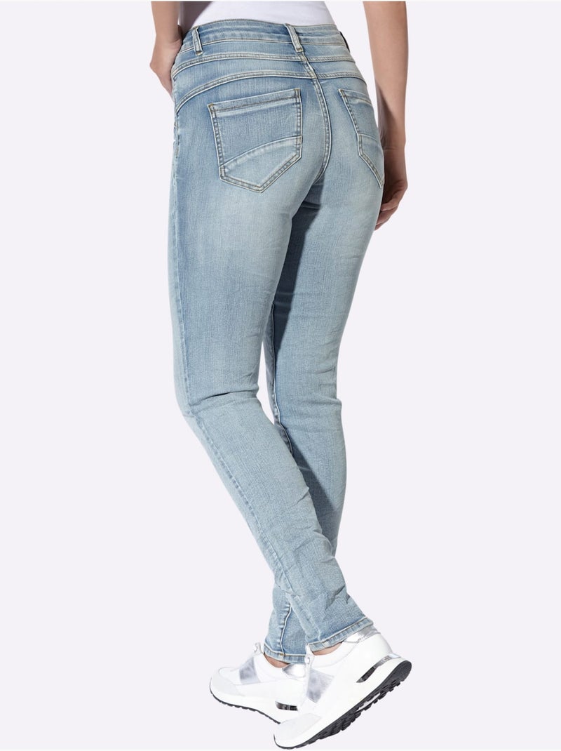 Jean coupe 5 poches moderne - taille standard - helline Bleu Blanc - Kiabi