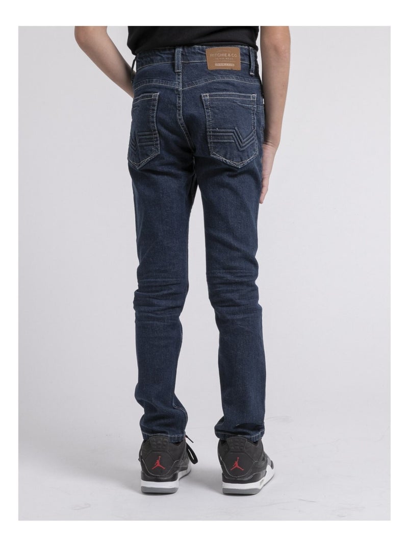 Jean coupe ajustée SALAGNON garçon Bleu foncé - Kiabi