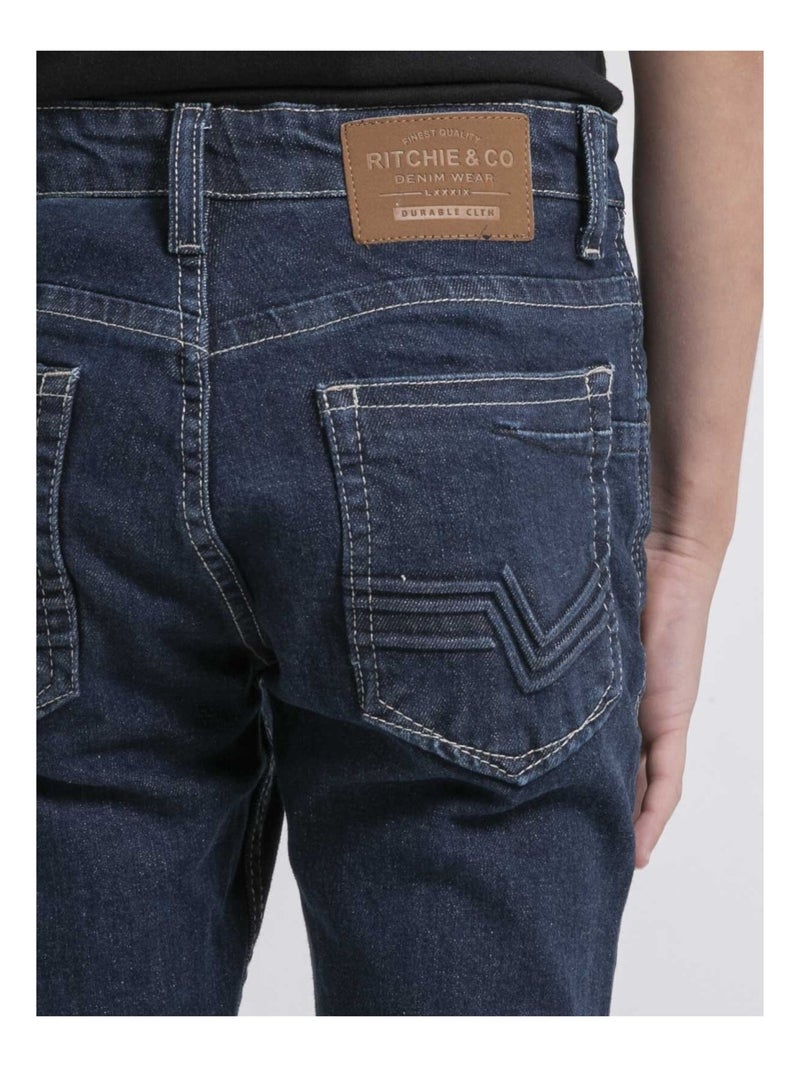 Jean coupe ajustée SALAGNON garçon Bleu foncé - Kiabi