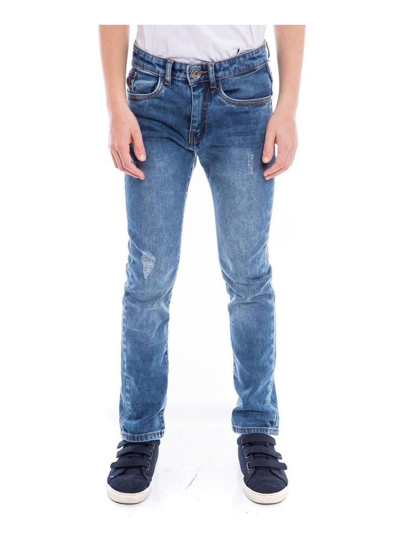 Pantalon multipoches en denim stretch - Coupe ajustée - Gris - Garçon