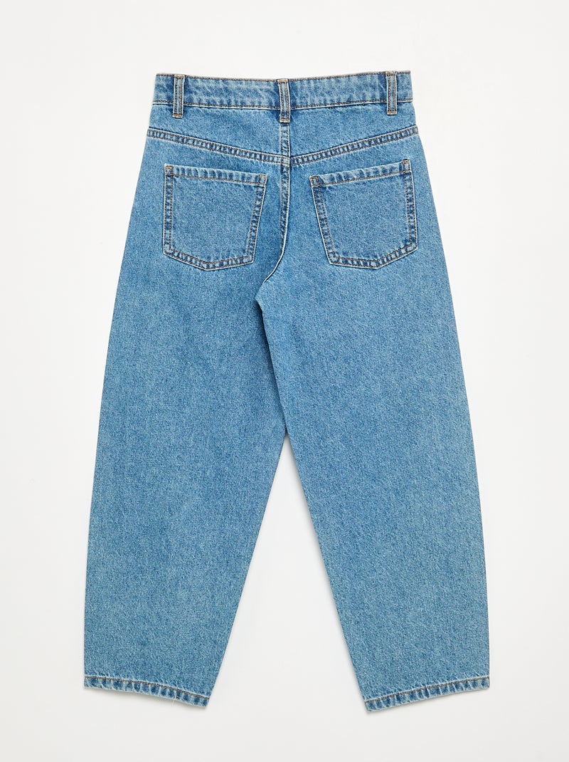 Jean coupe barrel avec clous fantaisies Bleu - Kiabi