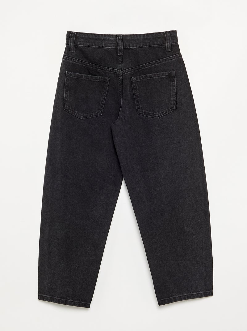 Jean coupe barrel avec clous fantaisies Noir - Kiabi