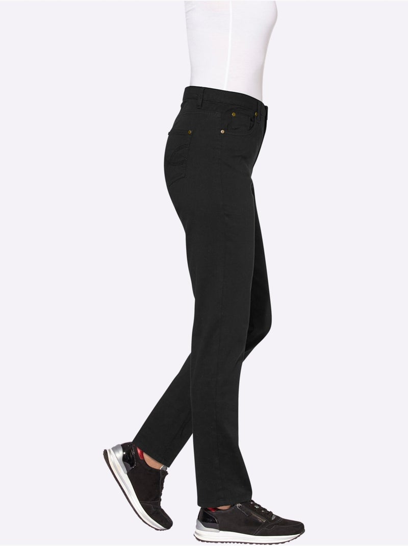 Jean coupe droite à 5 poches avec rivets et ceinture à passants - Taille extra courte - Witt Noir - Kiabi