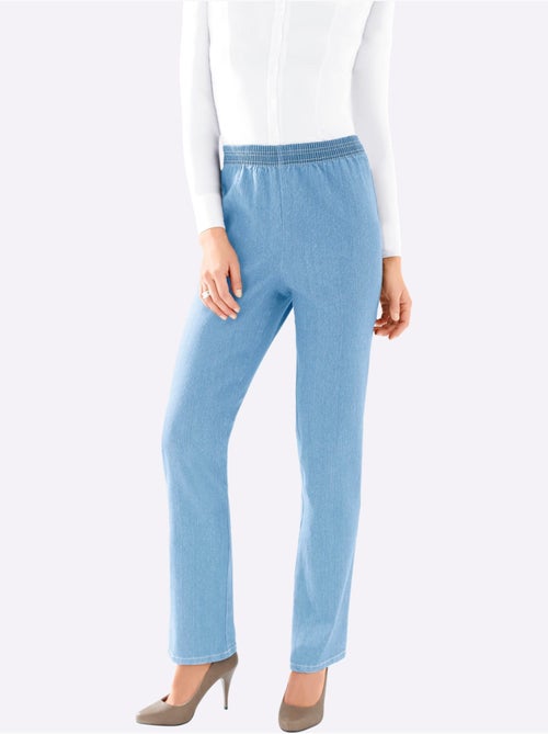 Jean coupe droite à ceinture élastique et confortable en matière douce - Taille courte - Moda Vilona - Kiabi