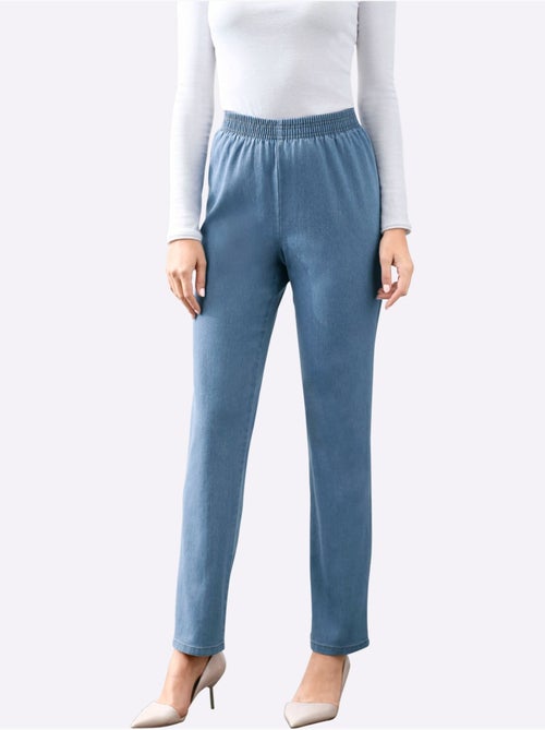 Jean coupe droite à ceinture élastique et confortable en matière douce - Taille courte - Moda Vilona - Kiabi