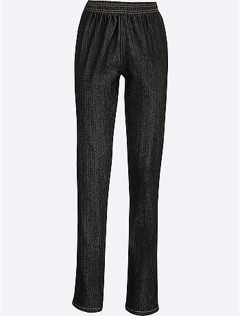 Jean coupe droite avec ceinture élastique et matière extensible douce - Taille courte - Moda Vilona
