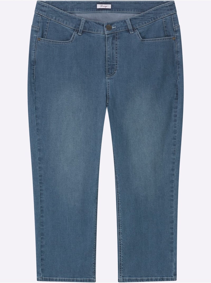 Jean Coupe Droite Aux Jambes - Taille Standard - Sheego Bleu Blanc - Kiabi
