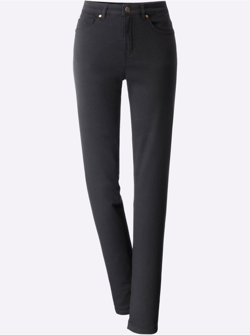 Jean coupe droite avec 5 poches et fermeture à glissière - Taille courte - Witt Noir - Kiabi
