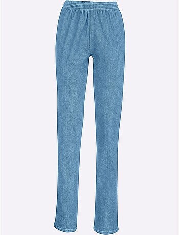 Jean coupe droite en matière extensible avec ceinture élastique - Taille standard - Moda Vilona