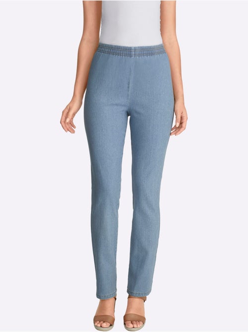 Jean coupe droite avec ceinture élastique et finition douce - Taille standard - Moda Vilona - Kiabi