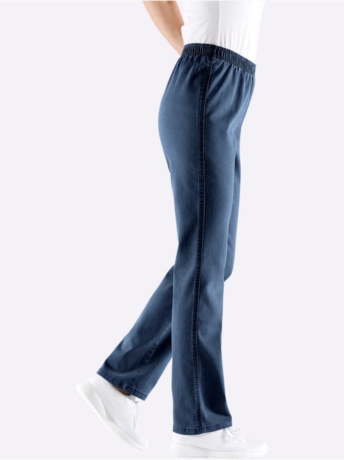 Jean coupe droite avec ceinture élastique et matière extensible douce - Taille courte - Moda Vilona - Kiabi Jean coupe droite avec ceinture élastique et matière extensible douce - Taille courte - Moda Vilona - Kiabi