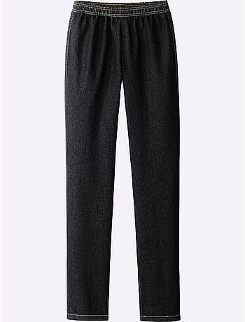 Jean coupe droite en matière extensible avec ceinture élastique - Taille standard - Moda Vilona